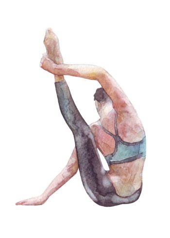 Watercolor painting of woman doing Yoga poster
