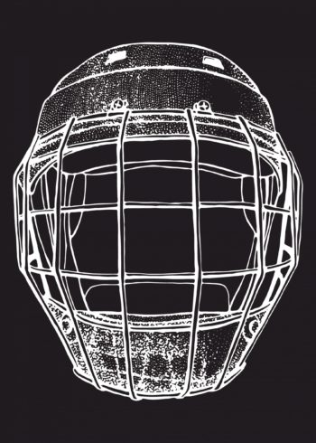 Hockey helmet illustration in sketch style poster