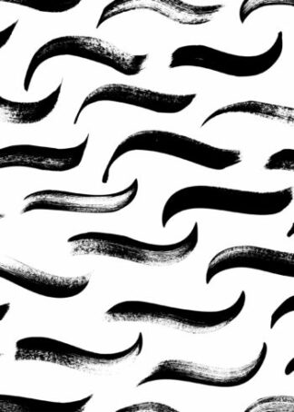 Seamless pattern of waves in black ink poster