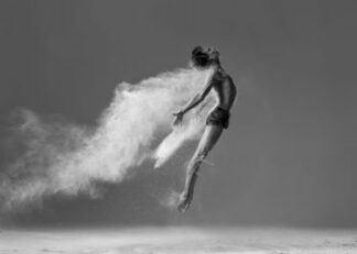 Jumping ballerina with powder explosion poster