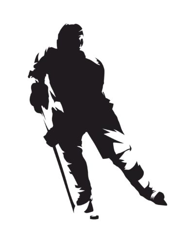 Black silhouette of a hockey player poster