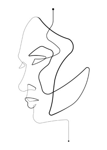 Profile face figure continuous drawing poster