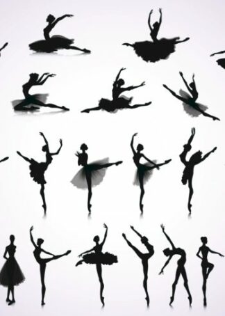 Set of ballet dance postures poster