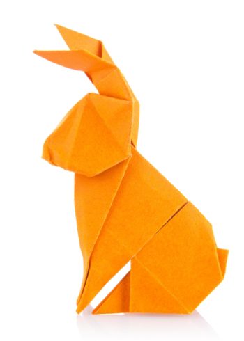 Orange origami rabbit poster