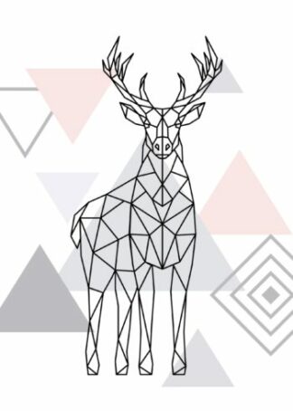 Geometric deer vector in polygons poster
