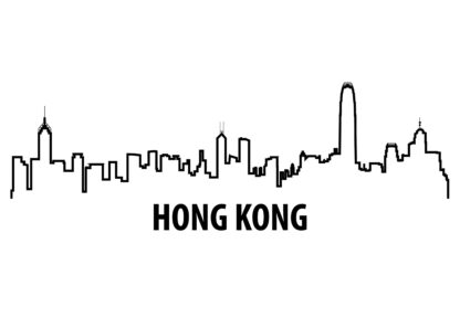 Hong kong outline illustration poster