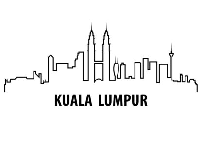 Kuala Lumpur outline illustration poster
