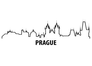 Prague outline illustration poster