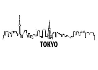 Tokyo outline illustration poster