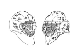 Hockey goalie helmet sketch poster