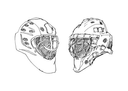 Hockey goalie helmet sketch poster