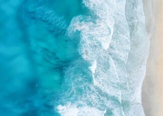 Blue beach waves poster