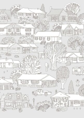Small town houses isolated on a gray background poster
