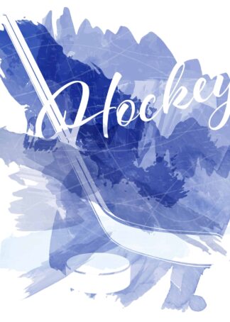 Hockey equipment watercolour splashes poster