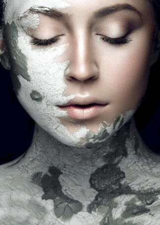 Girl with mud on face portrait poster
