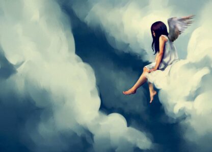 Wondering angel on a cloud poster