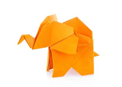 Orange origami elephant poster