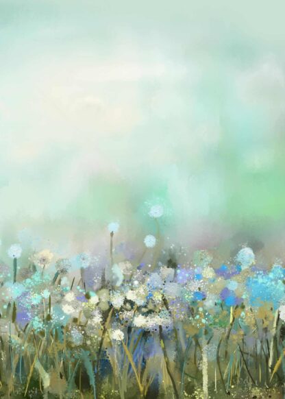 Colorful flower field oil painting poster
