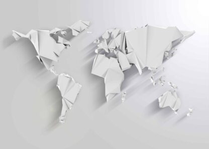 World map in origami style with shadow effect poster