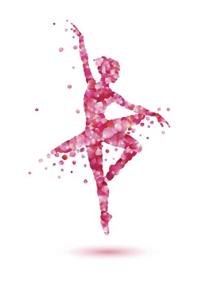 Ballerina silhouette in pirouette ballet position poster