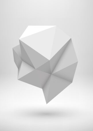 Abstract polygonal shape 3d rendering in white space poster