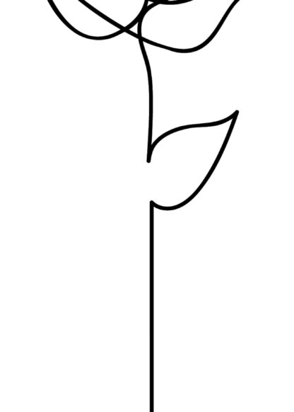 Rose continuous line drawing on white background poster