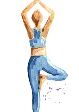 Watercolor hand-drawn yoga poster