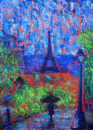 Abstract painting of Paris poster