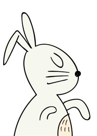 Cartoon rabbit in gray-green poster