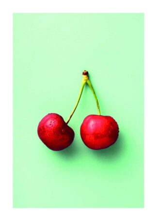 Cherry couple on green background poster
