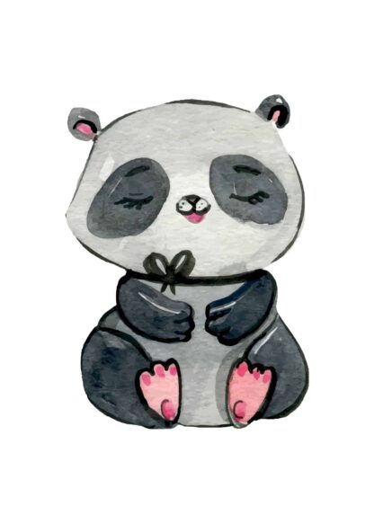 Happy panda watercolor poster