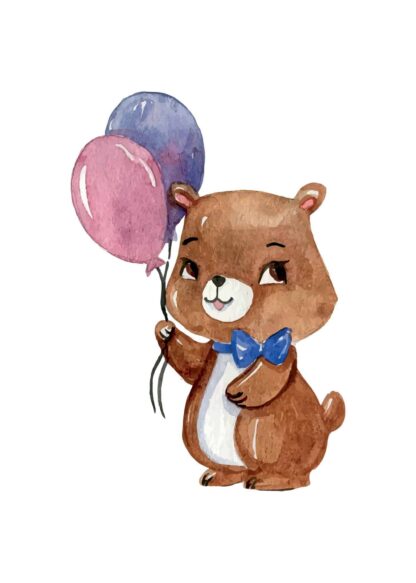 Cute bear with balloons poster