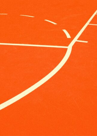 Orange basketball court poster