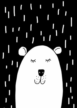 White bear in rain poster