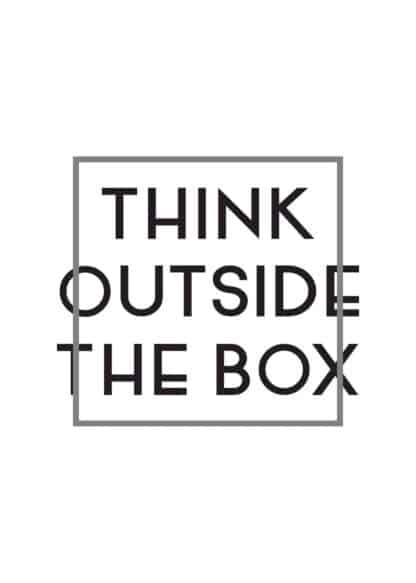 Think outside the box text poster (Vertical)