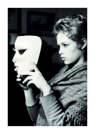 Brigette Bardot holding mask poster