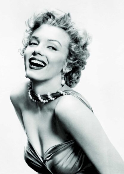Marilyn Monroe strapless gown and pearls poster