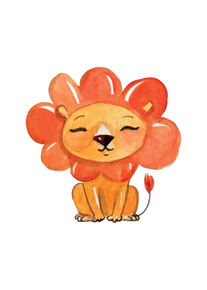 Lion with flower head poster