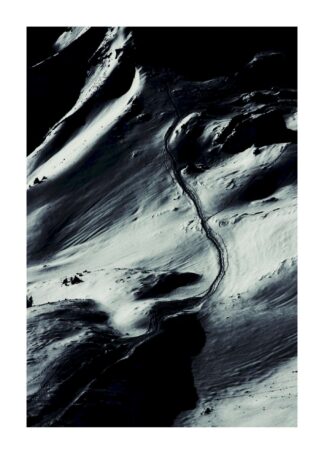 Furrow in snow mountain black and white poster