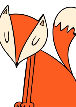 Cartoon sitting fox poster