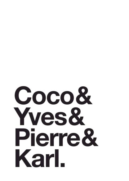 Coco, Yves, Pierre & Karl text poster