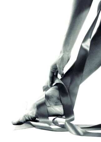 Ballerina’s leg with ribbon poster