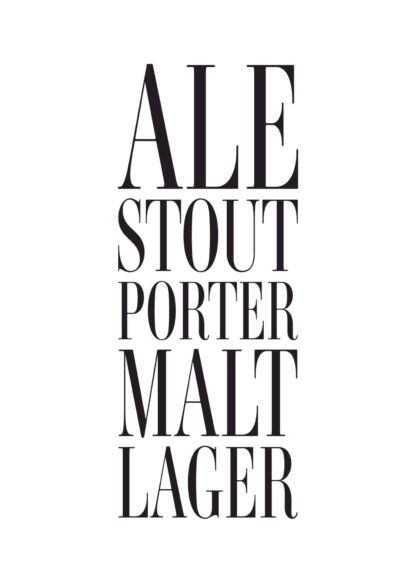 Types of beer text poster