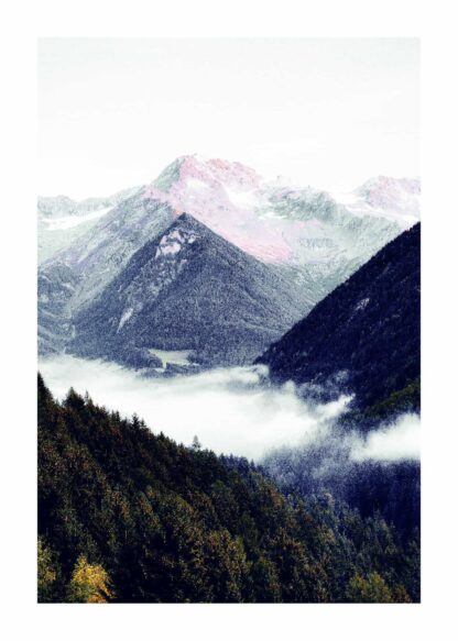 Mountain ridge in mist poster