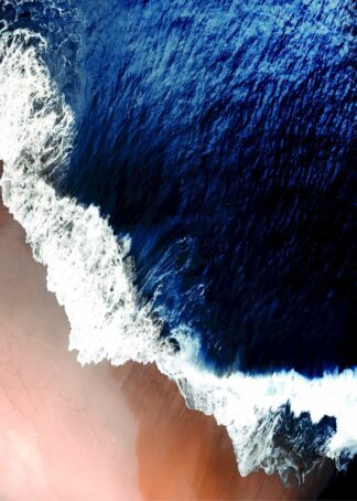 Deep blue crashing wave poster