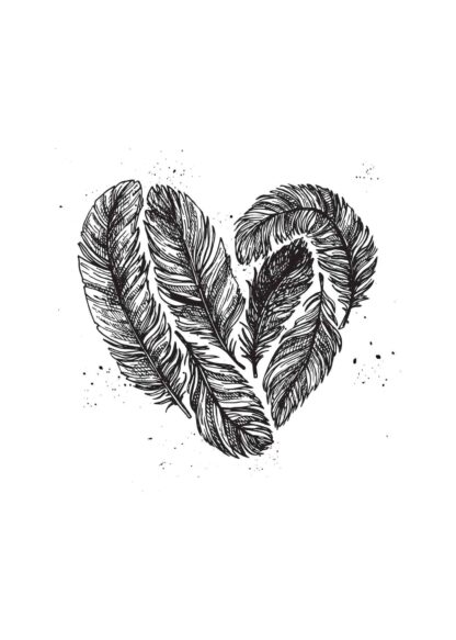 Feather heart on white background poster