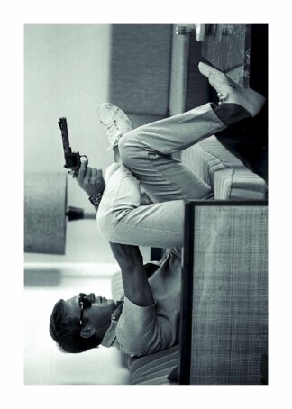Steve McQueen relaxing with gun poster