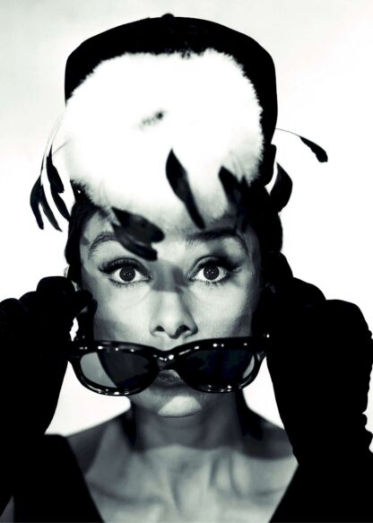 Audrey Hepburn with feather hat poster