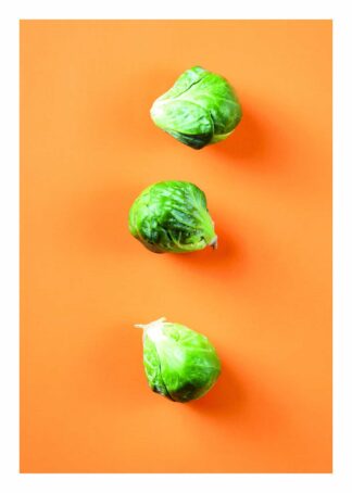Brussels sprout on orange background poster