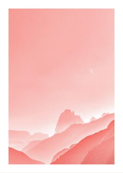 Pink landscape painting poster